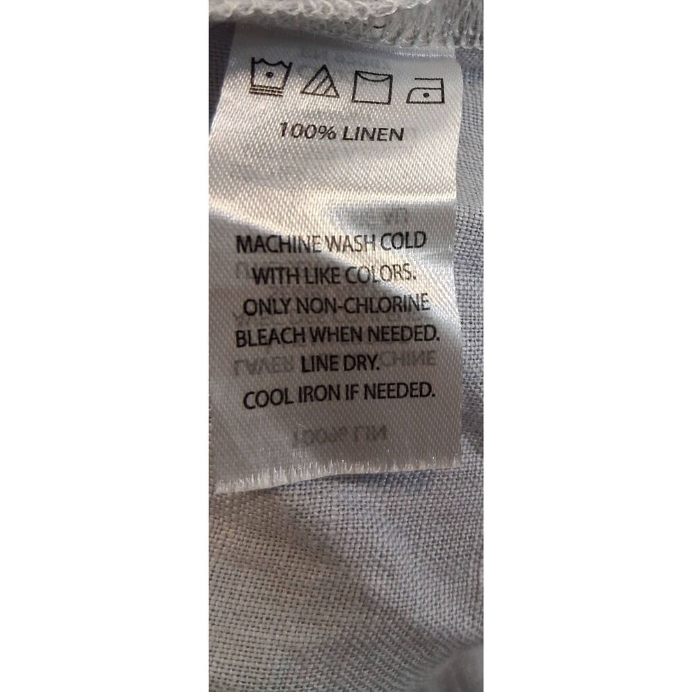 Saks fifth Ave womens large 100% linen pants light gray wide leg long ankle - Picture 9 of 10